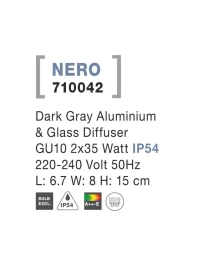 Aplică exterior NERO GU10, compatibil 2x35 W, 220-240 V, IP54, aluminiu și sticlă 3