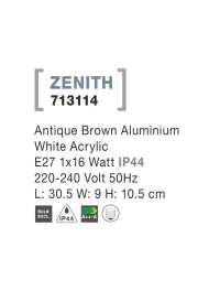 Aplică exterior ZENITH E27, compatibil 1x16 W, 220-240 V, IP54, aluminiu și acril 3