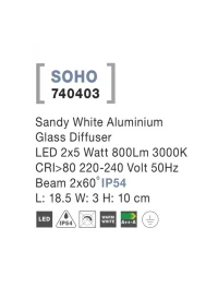 Aplică exterior SOHO LED 2x3 W, 220-240 V, 800 lm, 3000K, IP54, aluminiu și sticlă 3