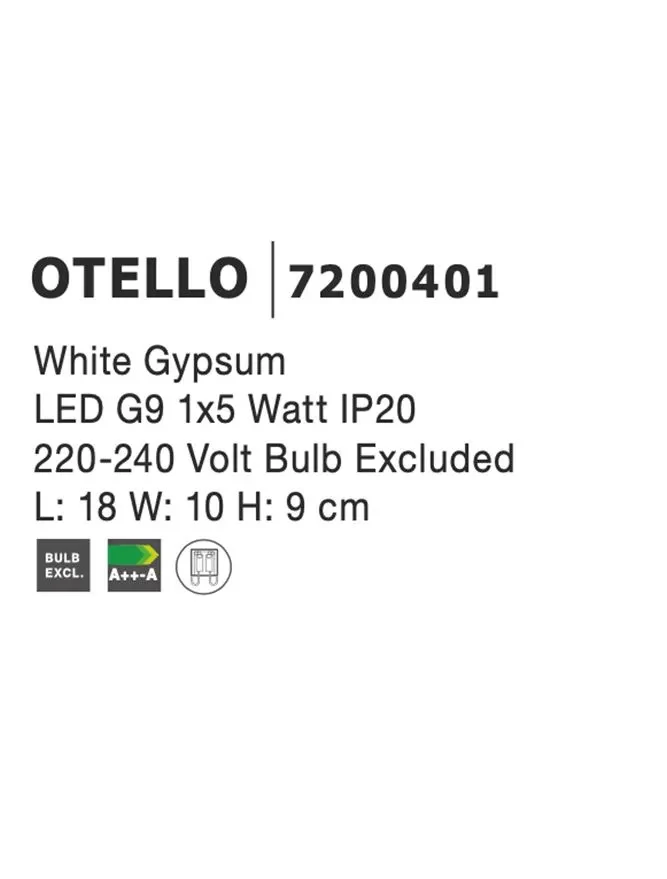 Aplică OTELLO G9, compatibil 1x40 W, 220-240 V, IP20, gips 3