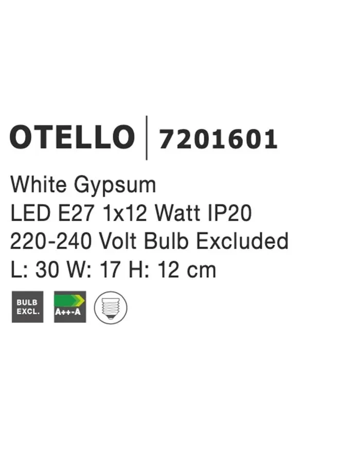 Aplică OTELLO E27, compatibil 1x40 W, 220-240 V, IP20, gips 4