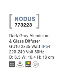 Aplică exterior NODUS GU10, compatibil 2x35 W, 220-240 V, IP54, aluminiu și sticlă 4