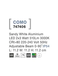 Aplică exterior COMO LED 2x3 W, 220-240 V, 510 lm, 3000K, IP54, aluminiu 5