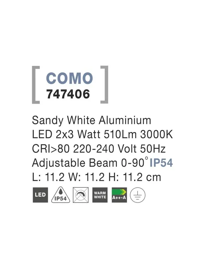 Aplică exterior COMO LED 2x3 W, 220-240 V, 510 lm, 3000K, IP54, aluminiu 5