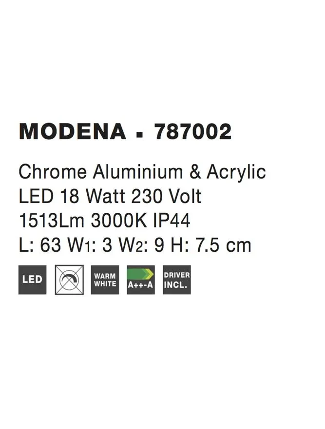 Aplică MODENA LED 18 W, 220-240 V, 1513 lm, 3000K, IP44, aluminiu și acril 4