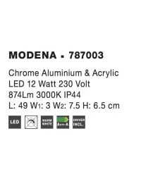 Aplică MODENA LED 12 W, 220-240 V, 874 lm, 3000K, IP44, aluminiu și acril 4