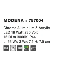 Aplică MODENA LED 18 W, 220-240 V, 1513 lm, 3000K, IP44, aluminiu și acril 4