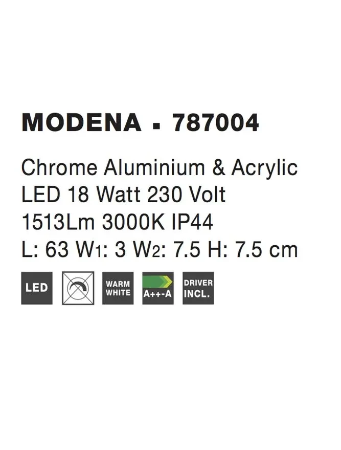 Aplică MODENA LED 18 W, 220-240 V, 1513 lm, 3000K, IP44, aluminiu și acril 4