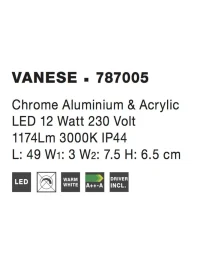 Aplică VANESE LED 12 W, 220-240 V, 1174 lm, 3000K, IP44, aluminiu și acril 4