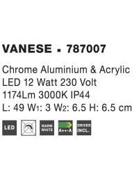 Aplică VANESE LED 12 W, 220-240 V, 1174 lm, 3000K, IP44, aluminiu și acril 4