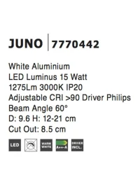 Spot JUNO 15 W, 220-240 V, 1275 lm, 3000K, aluminiu 3