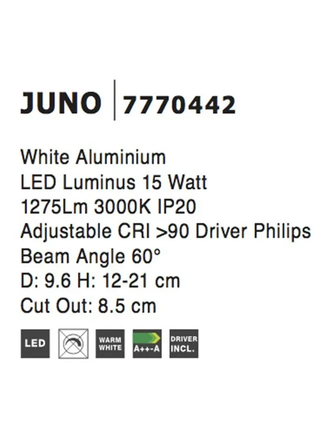 Spot JUNO 15 W, 220-240 V, 1275 lm, 3000K, aluminiu 3