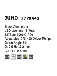 Spot JUNO 15 W, 220-240 V, 1275 lm, 3000K, aluminiu 5