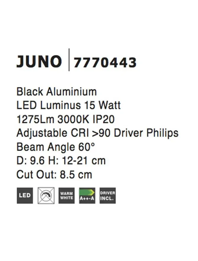 Spot JUNO 15 W, 220-240 V, 1275 lm, 3000K, aluminiu 5
