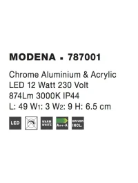 Aplică MODENA LED 12 W, 220-240 V, 874 lm, 3000K, IP44, aluminiu și acril 4