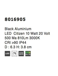 Spot LAZIO LED 10 W, 20 V 500 mA, 810 lm, 3000K, IP44, aluminiu 4