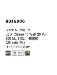Spot LAZIO LED 10 W, 20 V 500 mA, 861 lm, 4000K, IP44, aluminiu 2