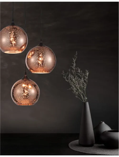Suspensie BLAZE E27, 3x12 W, 230 V, IP20, metal, sticlă și cupru