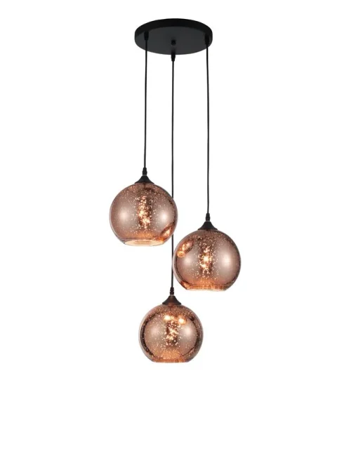 Suspensie BLAZE E27, 3x12 W, 230 V, IP20, metal, sticlă și cupru
