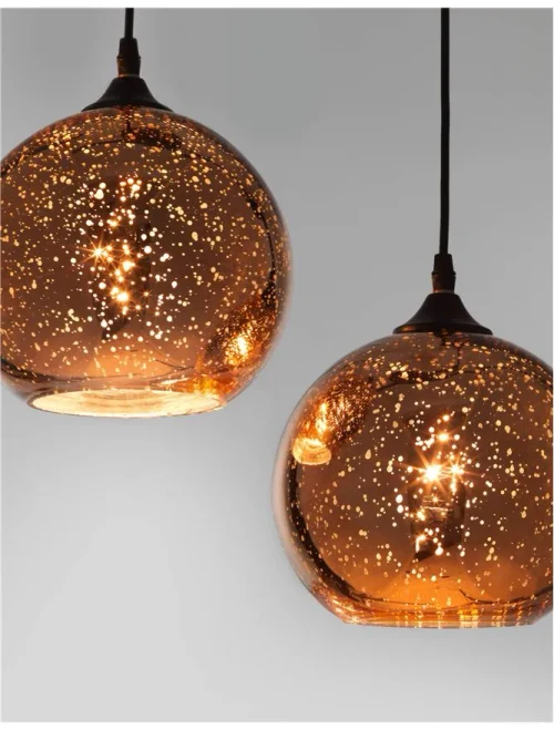 Suspensie BLAZE E27, 3x12 W, 230 V, IP20, metal, sticlă și cupru