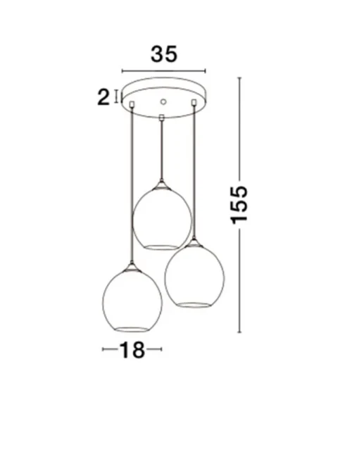 Suspensie BLAZE E27, 3x12 W, 230 V, IP20, metal, sticlă și cupru