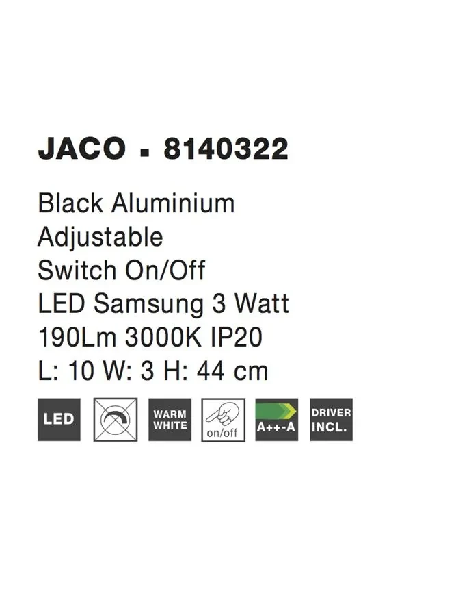 Aplică JACO LED 3 W, 220-240 V, 190 lm, 3000K, IP20, aluminiu 4