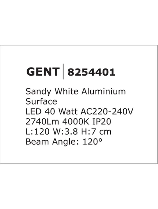 GENT LED 40 W, 220-240 V, 2740 lm, 4000K, IP20, aluminiu 3