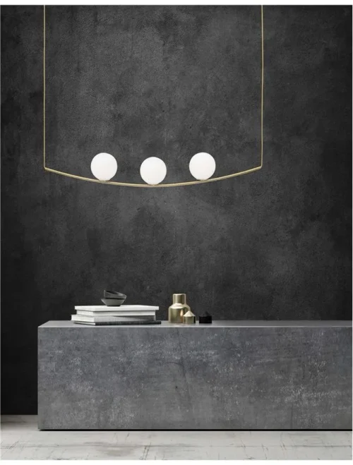Suspensie VITTON E14, 3x5 W, 230 V, IP20, textil, metal, sticlă și alamă