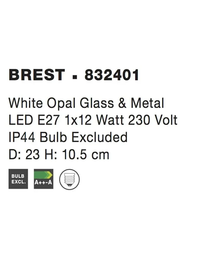 Plafonieră BREST E27, 1x12 W, 230 V, IP44, metal și sticlă 4