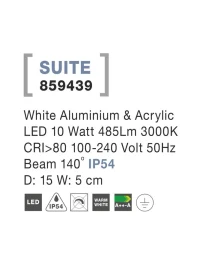 Aplică exterior SUITE LED 10 W, 100-240 V, 485 lm, 3000K, IP54, CRI ≥80, aluminiu și acril 4