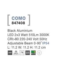 Aplică exterior COMO LED 2x3 W, 220-240 V, 510 lm, 3000K, IP54, aluminiu 4