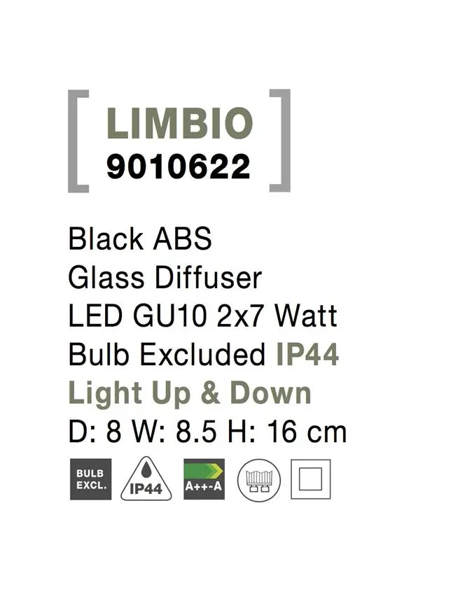 Aplică exterior LIMBIO GU10, 2x7 W, 220-240 V, IP44, sticlă și ABS 8