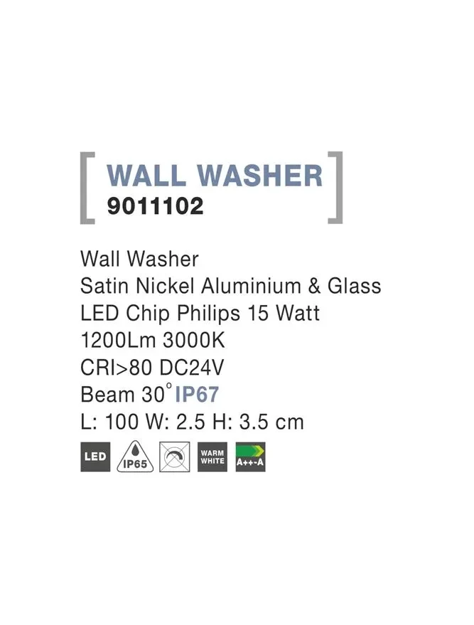 Aplică exterior WALL%20WASHER LED 15 W, 24 V, 746 lm, 3000K, IP67, aluminiu și sticlă 4