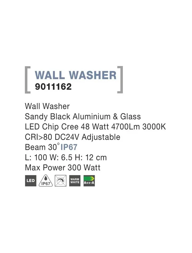 Aplică exterior WALL%20WASHER LED 48 W, 24 V, 4700 lm, 3000K, IP67, aluminiu și sticlă 4