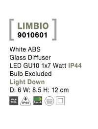 Aplică exterior LIMBIO GU10, 1x7 W, 220-240 V, IP44, sticlă și ABS 6