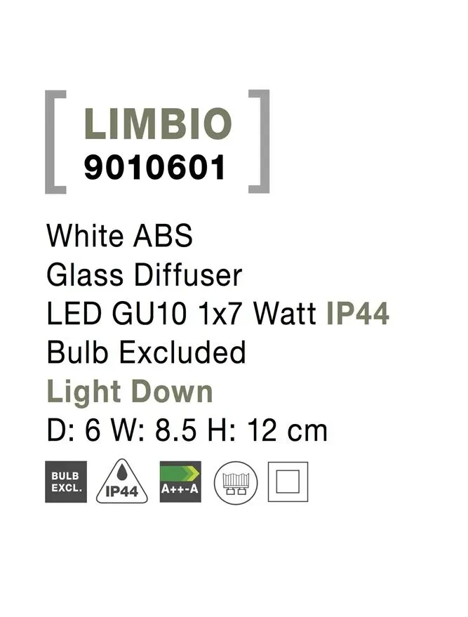 Aplică exterior LIMBIO GU10, 1x7 W, 220-240 V, IP44, sticlă și ABS 6