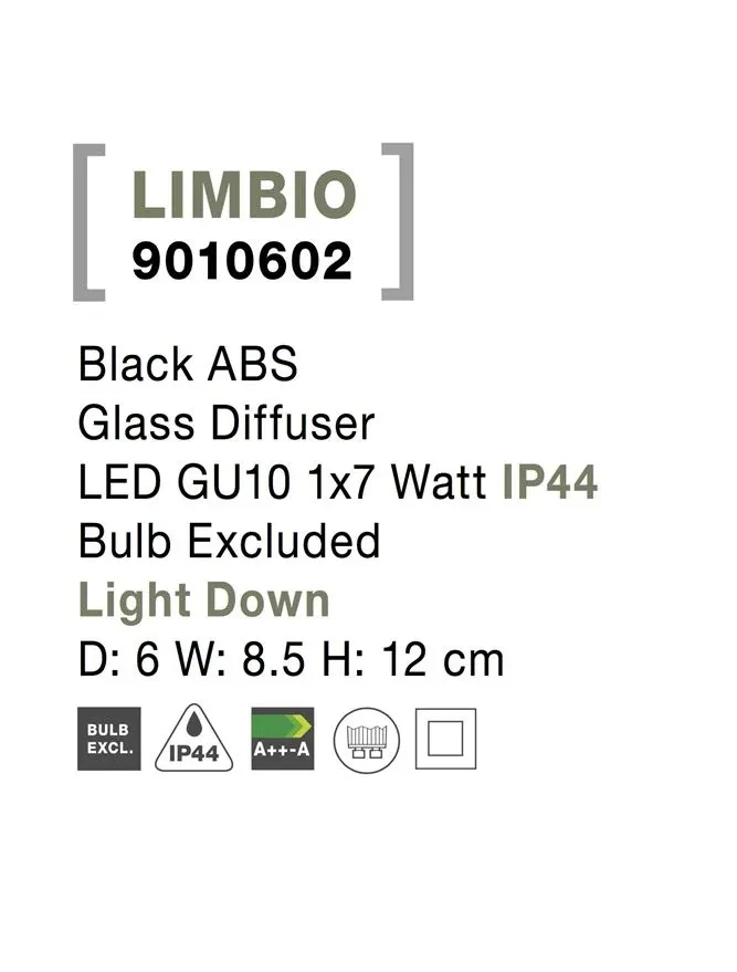 Aplică exterior LIMBIO GU10, 1x7 W, 220-240 V, IP44, sticlă și ABS 7