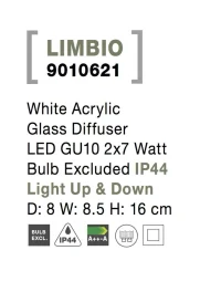 Aplică exterior LIMBIO GU10, 2x7 W, 220-240 V, IP44, acril și sticlă 6