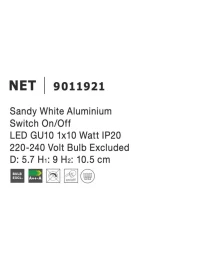 Aplică NET GU10, 1x10 W, 220-240 V, IP20, aluminiu 7