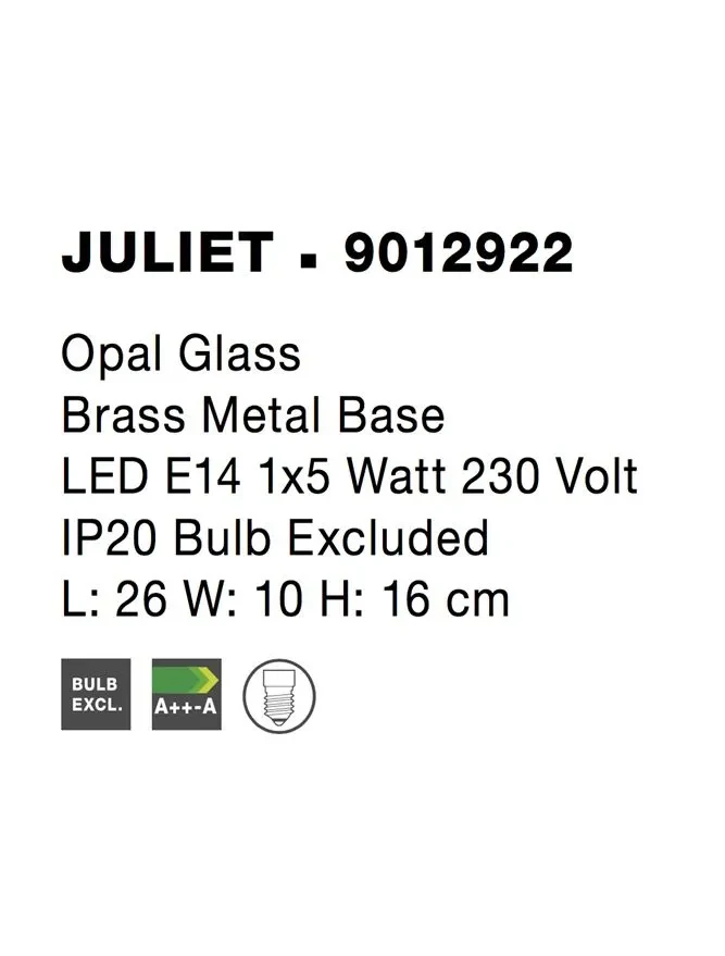 Veioză JULIET E14, compatibil 1x40 W, 230 V, IP20, plastic, metal, sticlă și alamă 4