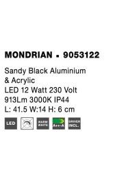 Aplică MONDRIAN LED 12 W, 220-240 V, 913 lm, 3000K, IP44, aluminiu și acril 11