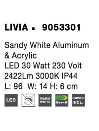 Aplică LIVIA LED 30 W, 230 V, 2422 lm, 3000K, IP44, aluminiu și acril 5