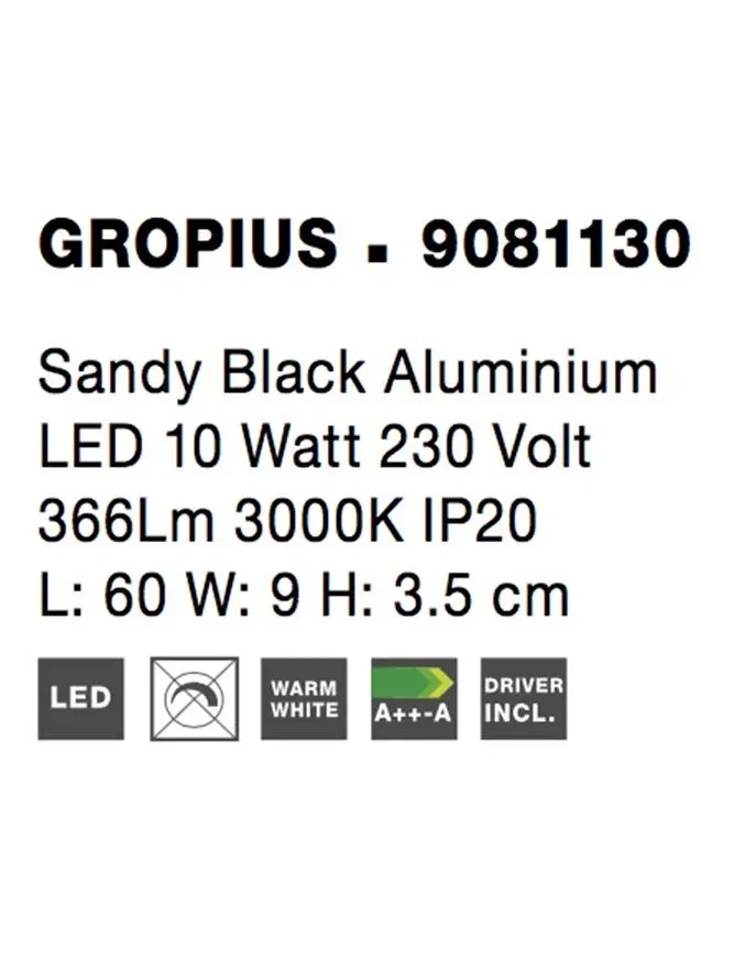 Aplică GROPIUS LED 10 W, 230 V, 366 lm, 3000K, IP20, aluminiu 8