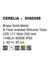 Aplică CERELIA LED 18 W, 230 V, 1146 lm, 3000K, IP20, silicon, metal și alamă 8