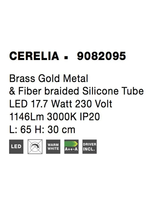 Aplică CERELIA LED 18 W, 230 V, 1146 lm, 3000K, IP20, silicon, metal și alamă 8