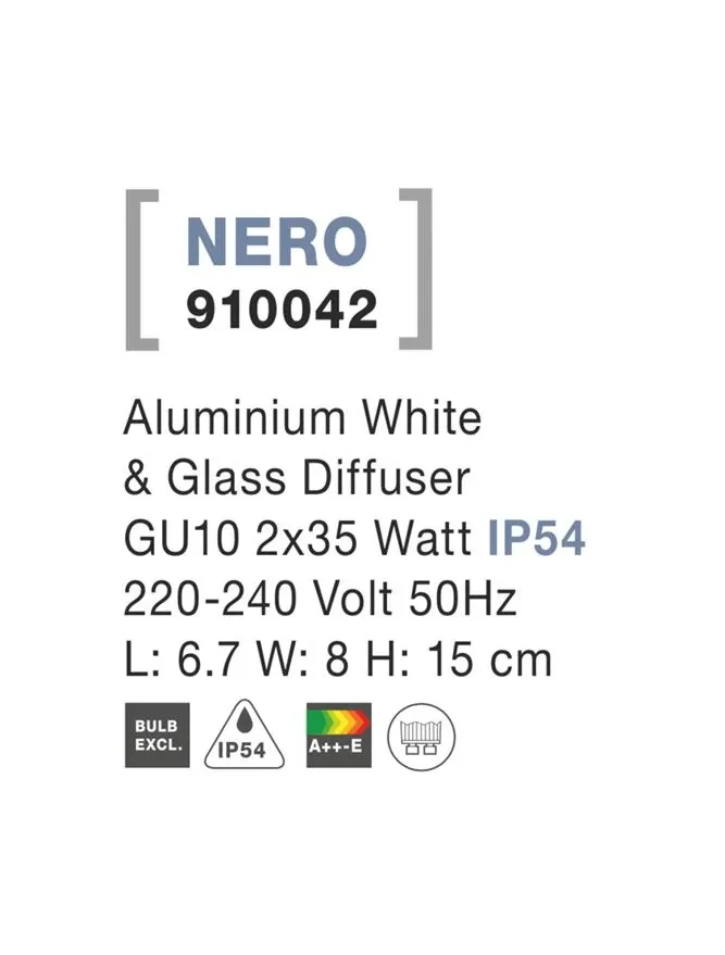 Aplică exterior NERO GU10, compatibil 2x35 W, 220-240 V, IP54, aluminiu și sticlă 4