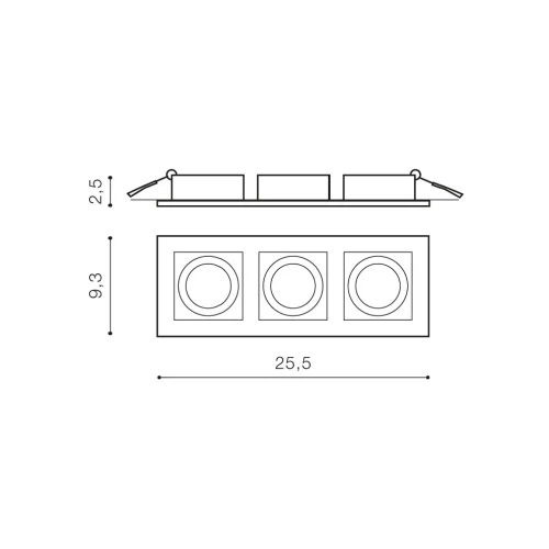 Spot încastrat PACO, aluminiu, finisaj periat, 230V, GU10, 3x40W, IP20