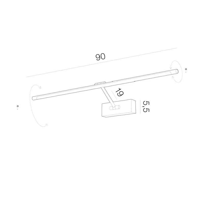 Aplică DAVINCI, crom negru, finisaj strălucitor, 230V, LED, 1x20W, 607lm, 3100K, CRI ≥90, IP20 2