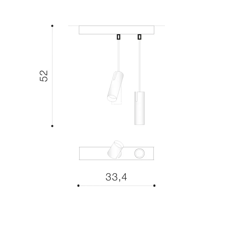 Spot aparent LENS, negru, finisaj mat, 230V, GU10, 2x40W, IP20 2