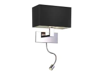 Aplică MARTENS, negru, finisaj textil, 230V, LED + E27, 1x60W / LED 2W, 69lm, 3000K, CRI ≥80, IP20